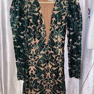 Dress the Population green sequin dress